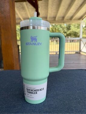 Stanley Seafoam Green Travel Tumbler with Handle and Straw Lid